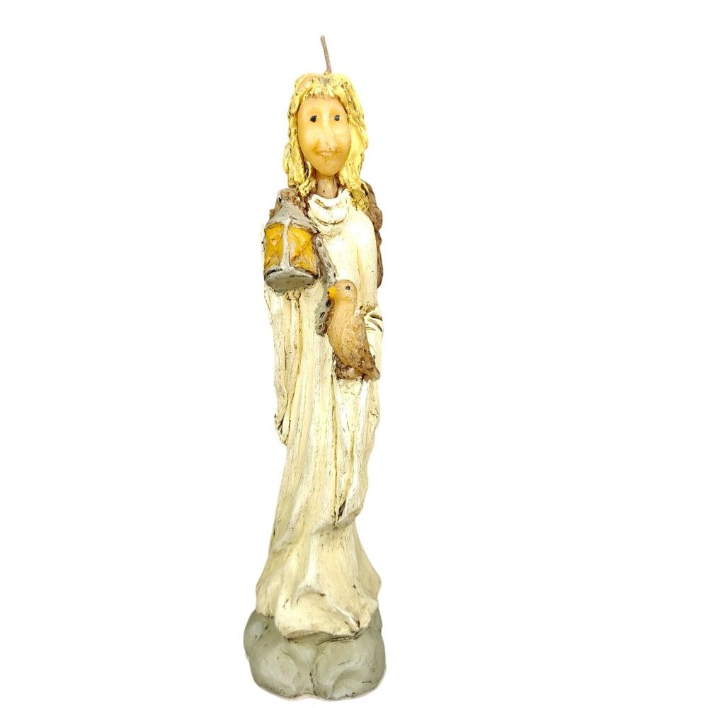 Vintage Angel Candle With Owl & Lantern Novelty Figural Taper Handmade 1996